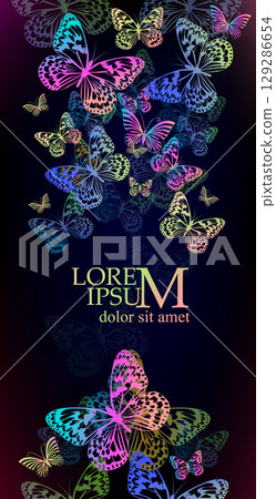 Background with gradient butterflies. hand drawn. Not AI, Vector illustration Background with gradient butterflies. hand drawn. Not AI, Vector illustration 129286654