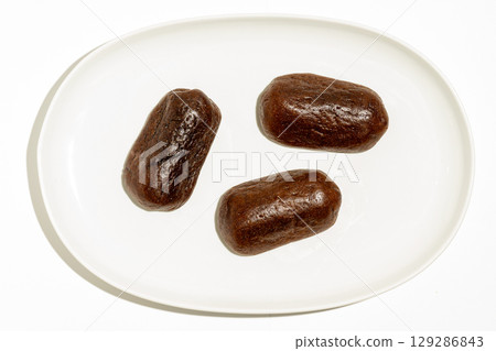 Japanese sweets, overhead view, steamed buns, karinto buns Japanese sweets, overhead view, steamed buns, karinto buns 129286843