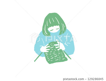 手繪插畫集人們用手工藝品編織紗線 129286845