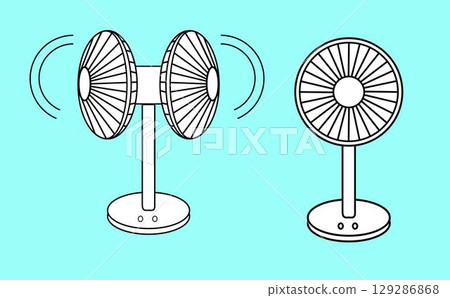 Oscillating fan and electric fan illustration Oscillating fan and electric fan illustration 129286868