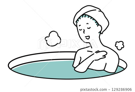 浴缸裡唱歌的女人_單色 浴缸裡唱歌的女人_單色 129286906