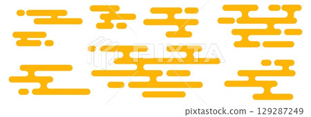 Chinese cloud pattern with golden shapes Chinese cloud pattern with golden shapes 129287249