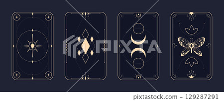 Tarot frame designs with mystical symbols Tarot frame designs with mystical symbols 129287291