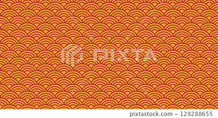 Chinese inspired pattern with repeating semicircles 129288655