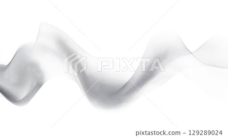 Abstract wavy lines illustration set on a white background, in the style of grey and black.  129289024
