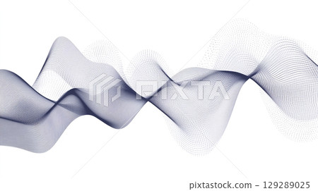 Abstract wavy lines illustration set on a white background, in the style of grey and black.  129289025