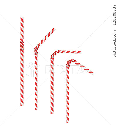 Realistic color drinking straw. Plastic paper bendy pipes for beverages. Flexible bar liquid sucking accessories. Tubes for juice or soda. Vector Realistic color drinking straw. Plastic paper bendy pipes for beverages. Flexible bar liquid sucking accessories. Tubes for juice or soda. Vector 129289335
