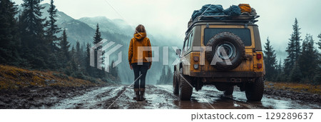 Dense, vibrant greenery and towering trees characterize this lush African rainforest, capturing nature beauty and biodiversity, banner Dense, vibrant greenery and towering trees characterize this lush African rainforest, capturing nature beauty and biodiversity, banner 129289637