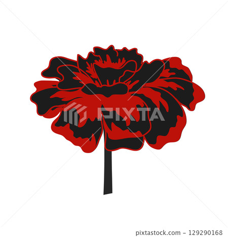Marigold flower vector isolated illustration. Fall and Day of the Dead symbol icon. Black and red palette Marigold flower vector isolated illustration. Fall and Day of the Dead symbol icon. Black and red palette 129290168