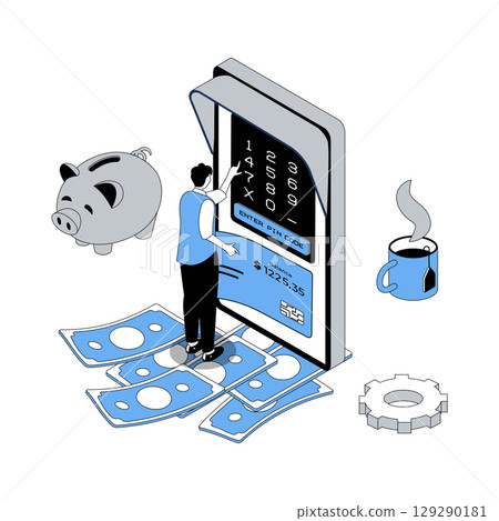 Mobile banking 3d isometric concept with... - Stock Illustration ...