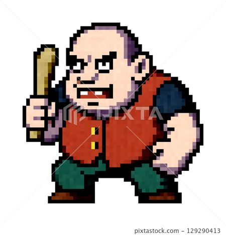 一個看起來像是來自角色扮演遊戲的像素化暴徒 一個看起來像是來自角色扮演遊戲的像素化暴徒 129290413