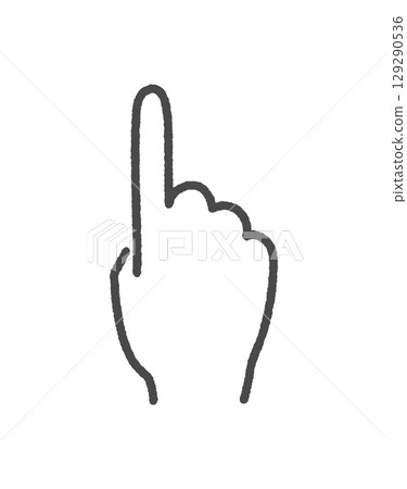 Index finger gesture - simple hand-drawn illustration of pointing, touching, and pointing up 129290536