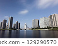 Long exposure of Chuo Bridge and buildings 129290570