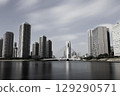 Long exposure of Chuo Bridge and buildings 129290571