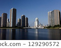 Long exposure of Chuo Bridge and buildings 129290572