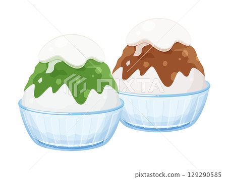盤子裡的刨冰插圖素材_奶油 盤子裡的刨冰插圖素材_奶油 129290585