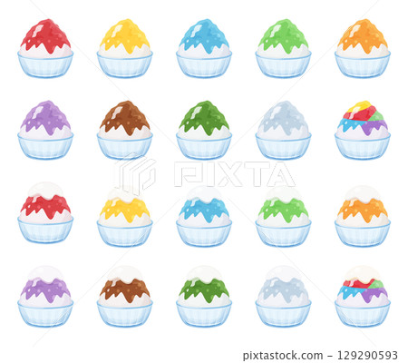 盤子裡的刨冰插圖集 盤子裡的刨冰插圖集 129290593