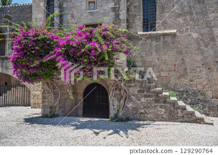 The Palace of the Grand Masters, Rhodes, Greece. Castle wall in Rhodes Greece 129290764