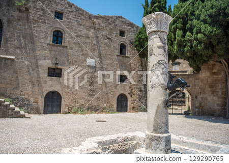 Agyrokastro square in Rhodes Old Town, the oldest inhabited medieval city in Europe 129290765