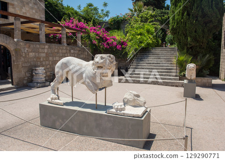 Antique architecture of old town, famous Knights Grand Master Palace. Greece, Rhodes 129290771