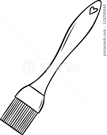 Minimalist brush for greasing vector illustration in simple line art style. Monochrome baking equipment icon suitable for labels, cooking apps, and pastry branding Minimalist brush for greasing vector illustration in simple line art style. Monochrome baking equipment icon suitable for labels, cooking apps, and pastry branding 129290848
