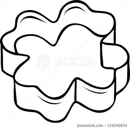 Charming flower-shaped cookie cutter in doodle sketch style, simple black and white line art for bakery branding. Playful vector icon perfect for packaging or baking blogs 129290854