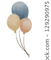 Watercolor balloons in soft hues for delightful textile and wrapping design projects 129290975