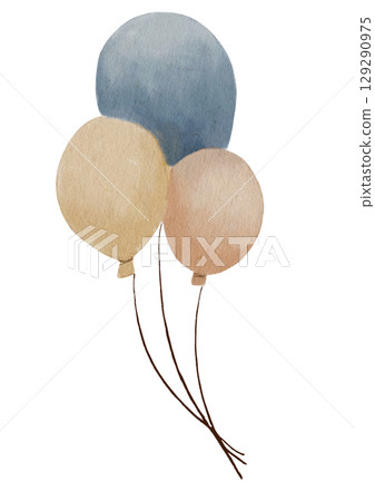 Watercolor balloons in soft hues for delightful textile and wrapping design projects 129290975