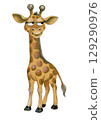 Colorful watercolor giraffe design for wrapping paper and textile patterns 129290976