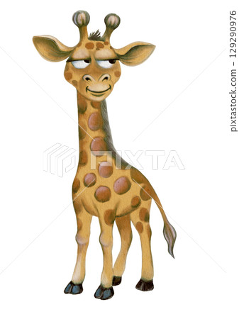Colorful watercolor giraffe design for wrapping paper and textile patterns 129290976