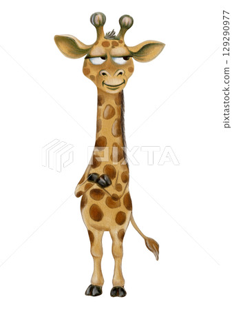 Playful giraffe illustration ideal for textile and wrapping paper design projects Playful giraffe illustration ideal for textile and wrapping paper design projects 129290977