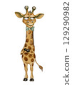 Giraffe in bowtie design perfect for playful textile patterns and wrapping paper 129290982