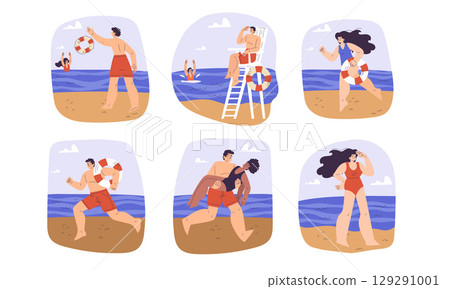 Experience and enjoy amazing fun summer activities together at the beautiful beach with friends Experience and enjoy amazing fun summer activities together at the beautiful beach with friends 129291001