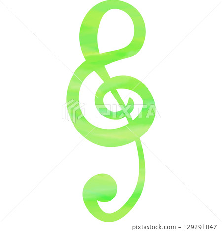 一幅美麗的水彩高音譜號圖示圖像的插圖 一幅美麗的水彩高音譜號圖示圖像的插圖 129291047
