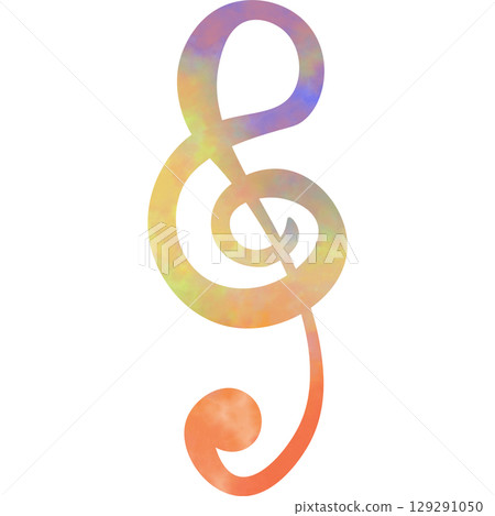 Illustration of a beautiful watercolor treble clef icon image Illustration of a beautiful watercolor treble clef icon image 129291050