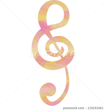 Illustration of a beautiful watercolor treble clef icon image Illustration of a beautiful watercolor treble clef icon image 129291061