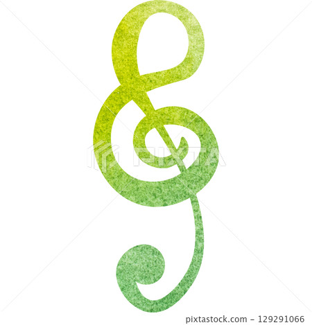 Illustration of a beautiful watercolor treble clef icon image 129291066