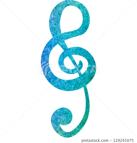 Illustration of a beautiful watercolor treble clef icon image Illustration of a beautiful watercolor treble clef icon image 129291075