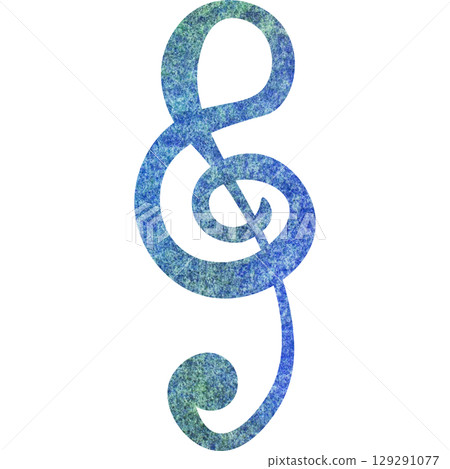 一幅美麗的水彩高音譜號圖示圖像的插圖 129291077