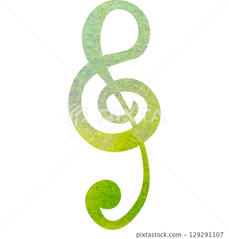 Illustration of a beautiful watercolor treble clef icon image 129291107