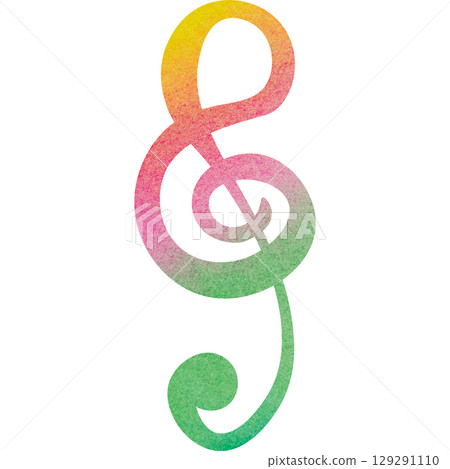 Illustration of a beautiful watercolor treble clef icon image Illustration of a beautiful watercolor treble clef icon image 129291110