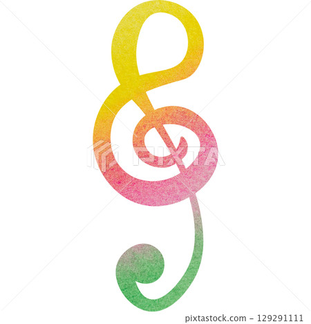 Illustration of a beautiful watercolor treble clef icon image Illustration of a beautiful watercolor treble clef icon image 129291111