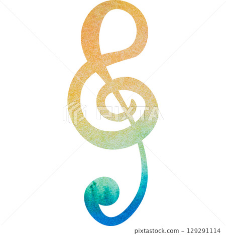一幅美麗的水彩高音譜號圖示圖像的插圖 129291114