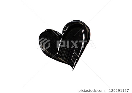 Black heart contour with rough edges, grunge style graphic element isolated on transparent background 129291127