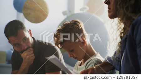 Parents Upset About Academic Failure of Primary School Student During Meeting 129291357