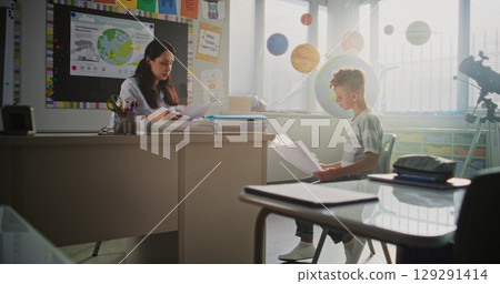Female Teacher Discussing Poor Performance, Low Grades with Student During Extracurricular Meeting 129291414