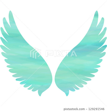 美麗的水彩畫天使的翅膀圖示圖像插圖 129291546