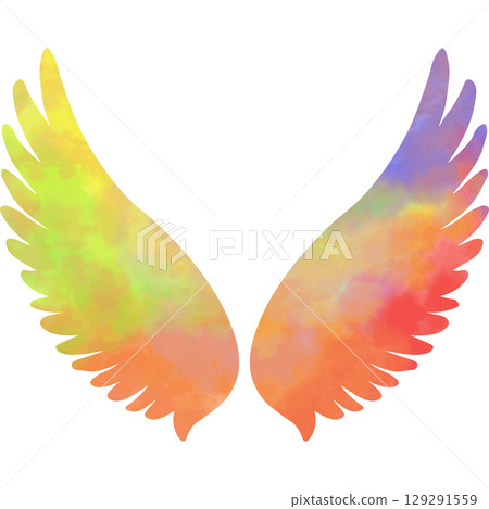 美麗的水彩畫天使的翅膀圖示圖像插圖 129291559