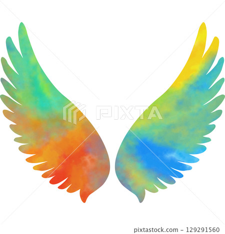 美麗的水彩畫天使的翅膀圖示圖像插圖 129291560