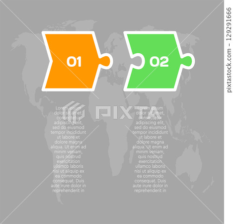 Two steps line infographic, puzzle option diagram Two steps line infographic, puzzle option diagram 129291666